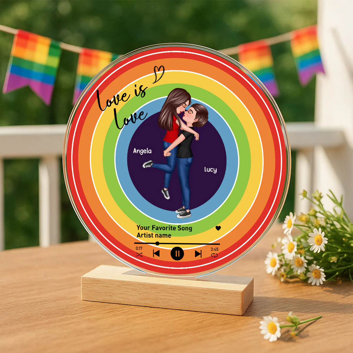 Custom Song LGBTQ Couple Personalzied Acrylic Record, Anniversary gift, Pride Month gift for him, for her - Image 4