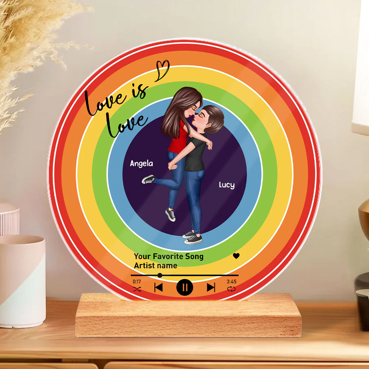 Custom Song LGBTQ Couple Personalzied Acrylic Record, Anniversary gift, Pride Month gift for him, for her - Image 5