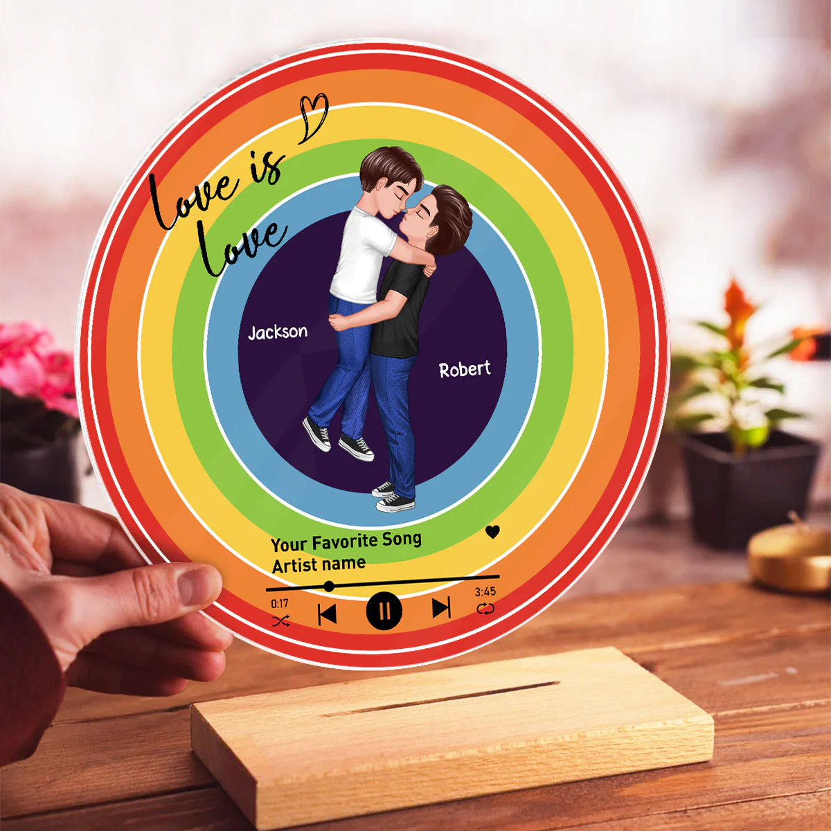 Custom Song LGBTQ Couple Personalzied Acrylic Record, Anniversary gift, Pride Month gift for him, for her - Image 6