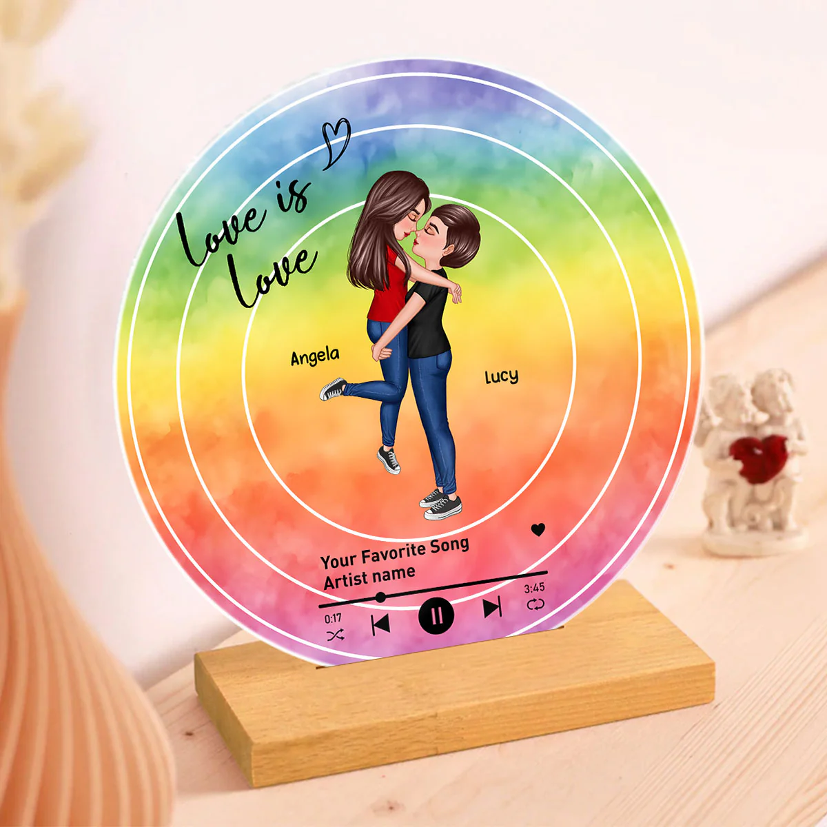 Custom Song LGBTQ Couple Personalzied Acrylic Record, Anniversary gift, Pride Month gift for him, for her - Image 7