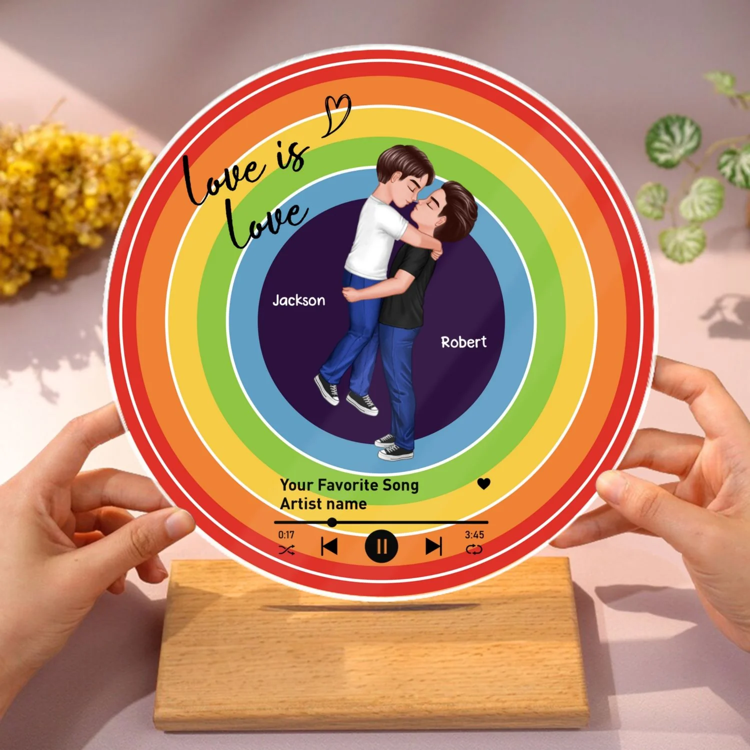 Custom Song LGBTQ Couple Personalzied Acrylic Record, Anniversary gift, Pride Month gift for him, for her - Image 9
