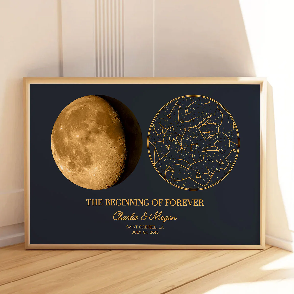 Custom Star Map And Moon Phase By Date & Location, The Night Sky Personalized Poster, Unique Heartfelt Gift for him & for her, The Night We Met Anniversary Gift - Image 4