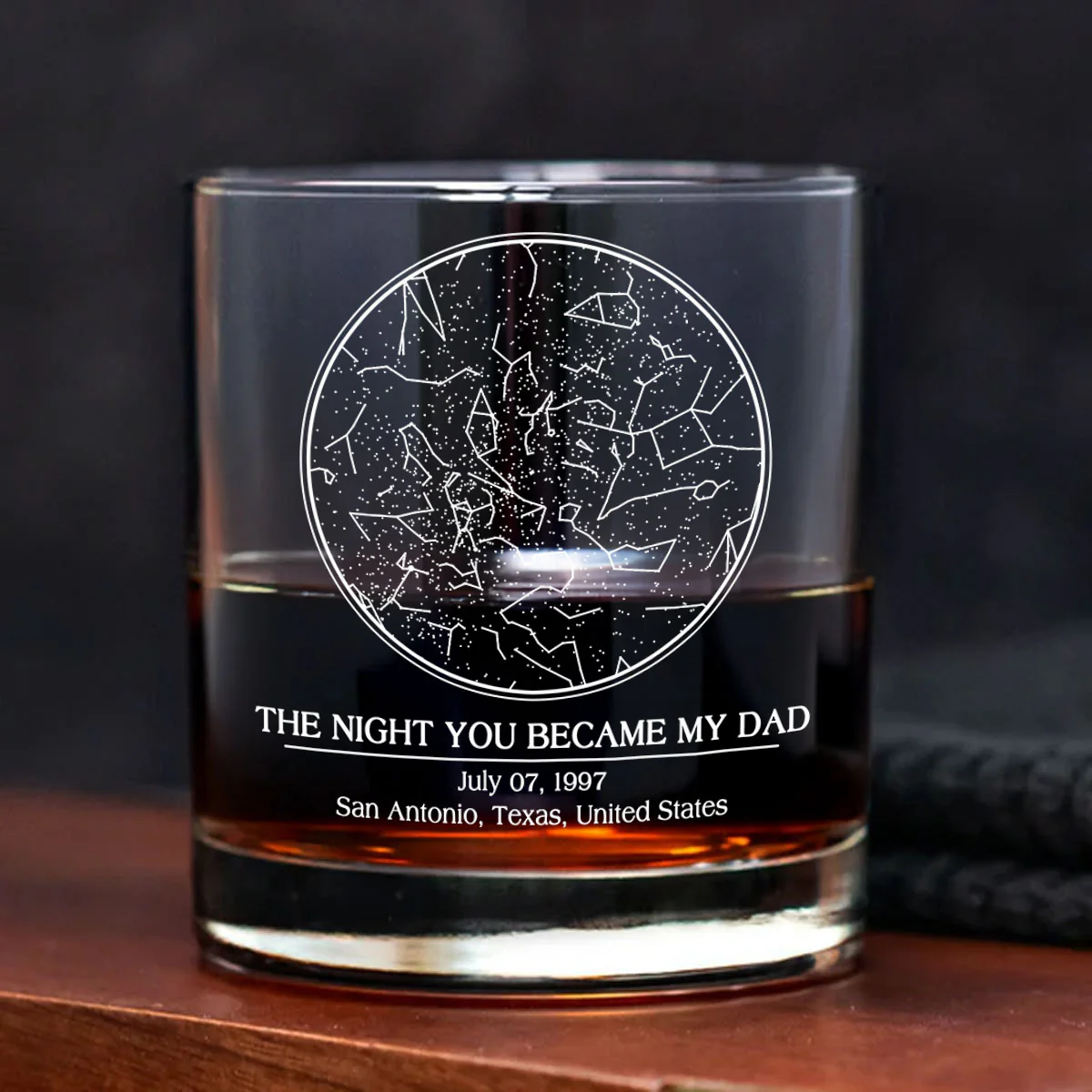 Custom Star Map by Date, The Day You Became My Dad Personalized Wine Glass, Father's Day Gift for Dad, Gift for Husband - Image 2