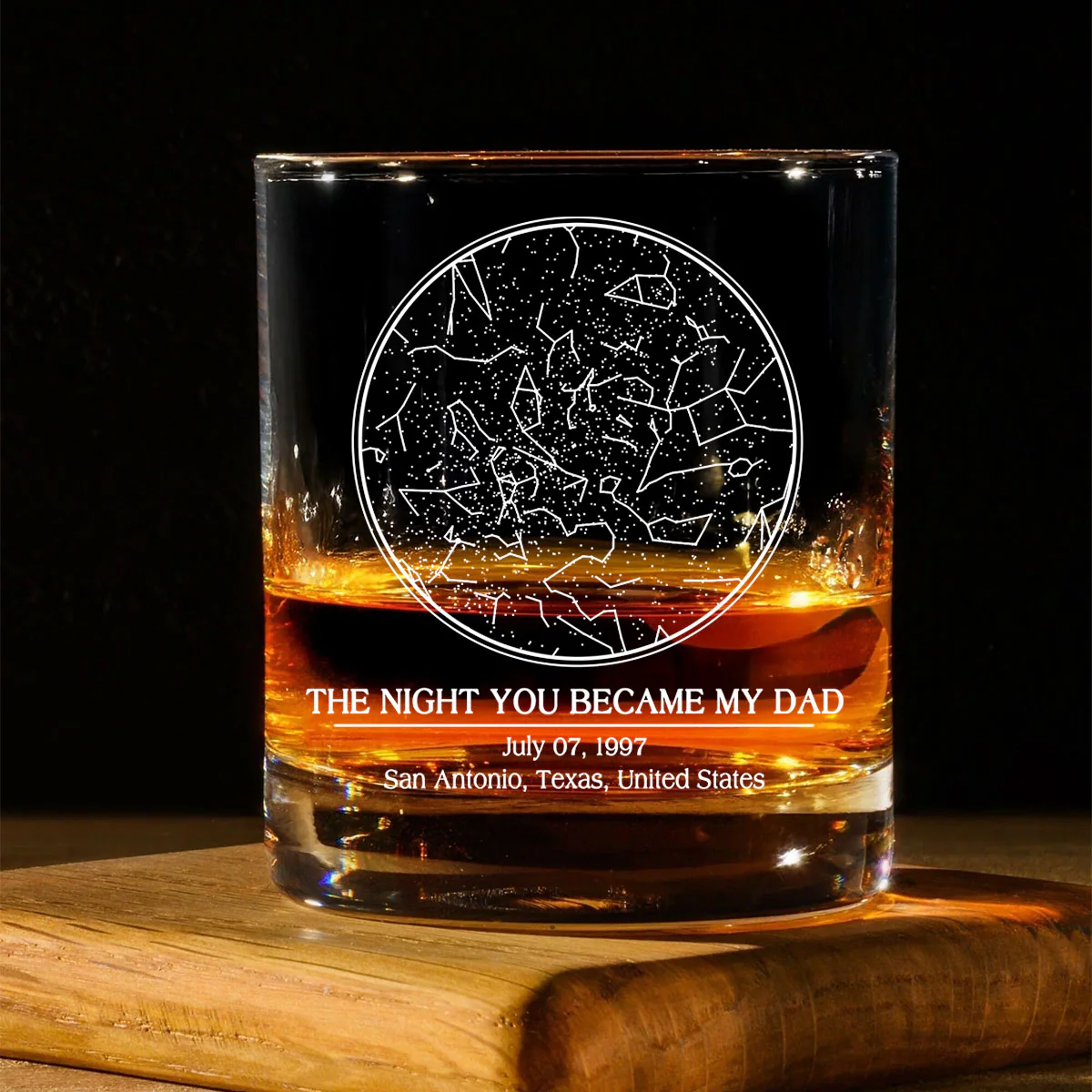Custom Star Map by Date, The Day You Became My Dad Personalized Wine Glass, Father's Day Gift for Dad, Gift for Husband - Image 3