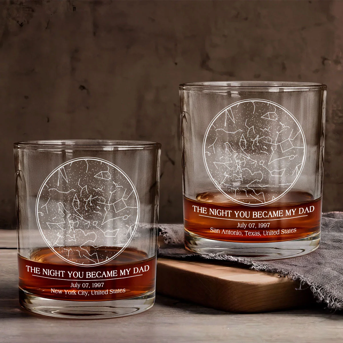 Custom Star Map by Date, The Day You Became My Dad Personalized Wine Glass, Father's Day Gift for Dad, Gift for Husband - Image 4