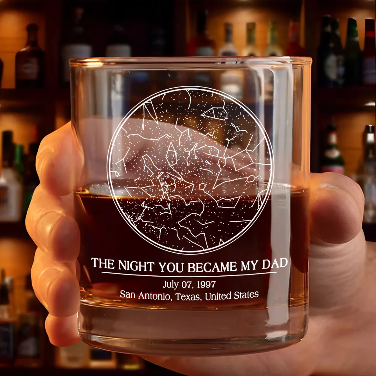 Custom Star Map by Date, The Day You Became My Dad Personalized Wine Glass, Father's Day Gift for Dad, Gift for Husband - Image 5
