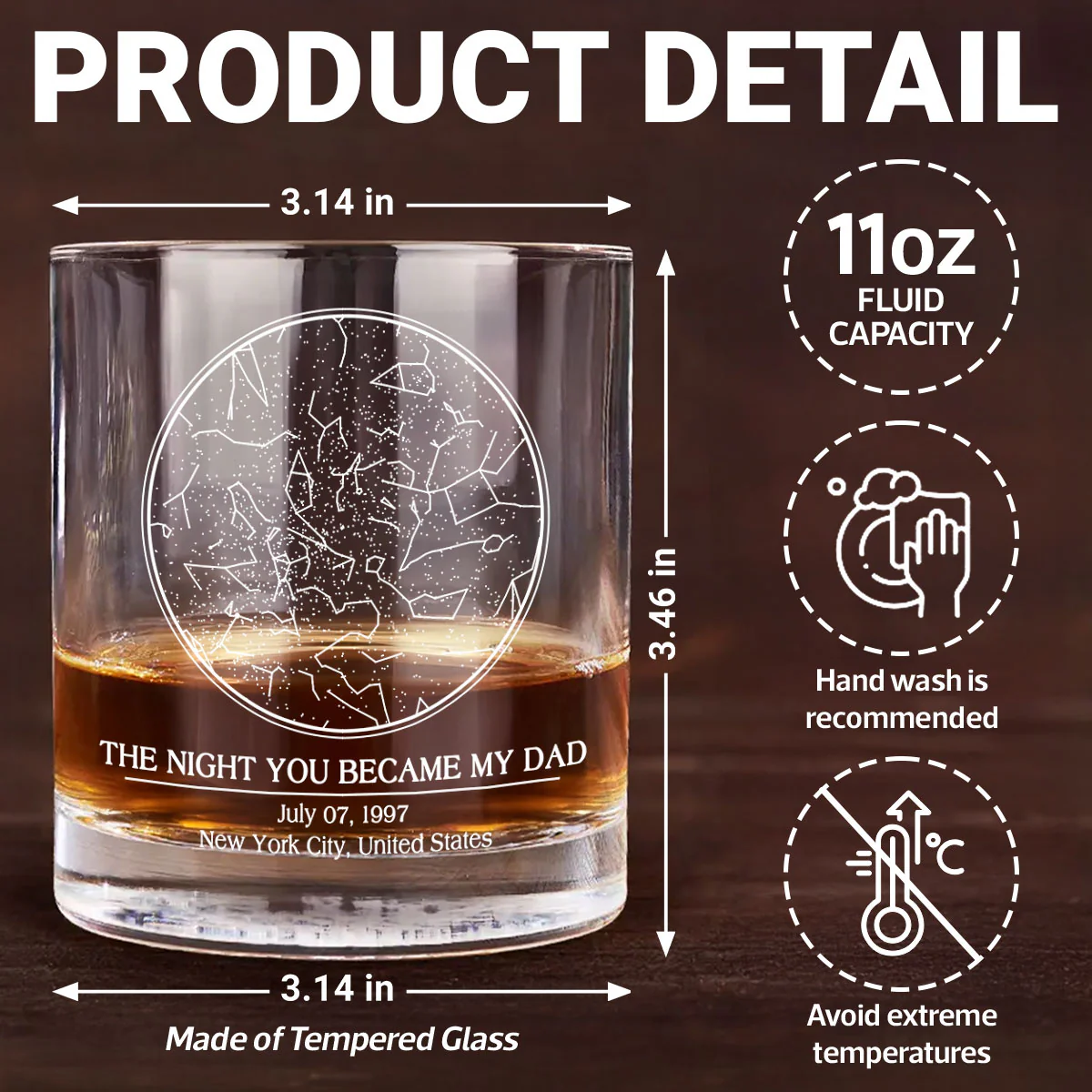 Custom Star Map by Date, The Day You Became My Dad Personalized Wine Glass, Father's Day Gift for Dad, Gift for Husband - Image 8