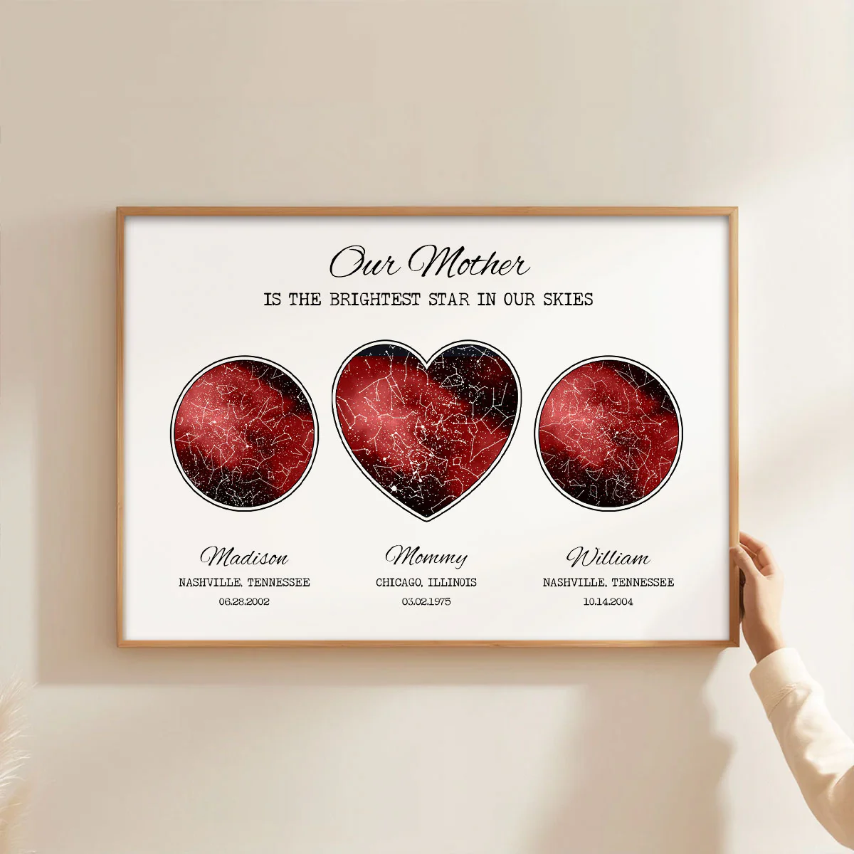 Custom Star Map Poster by Location & Date, Real Astronomical Data, Personalized Heartfelt Gift for Mom from Daughter, Son - Image 5