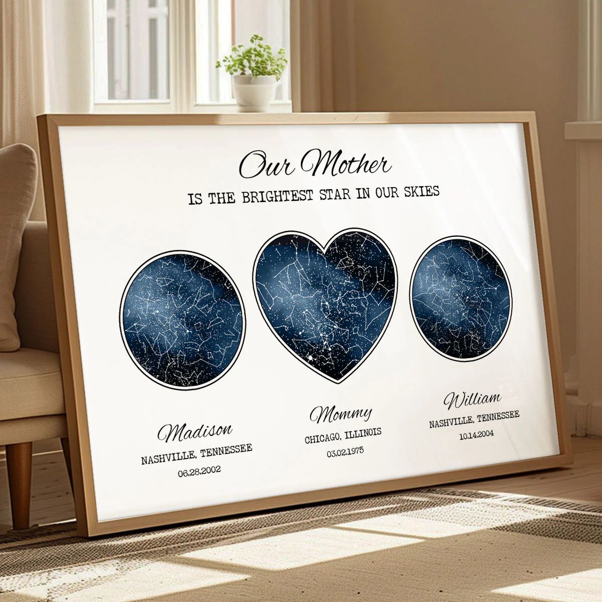 Custom Star Map Poster by Location & Date, Real Astronomical Data, Personalized Heartfelt Gift for Mom from Daughter, Son - Image 6