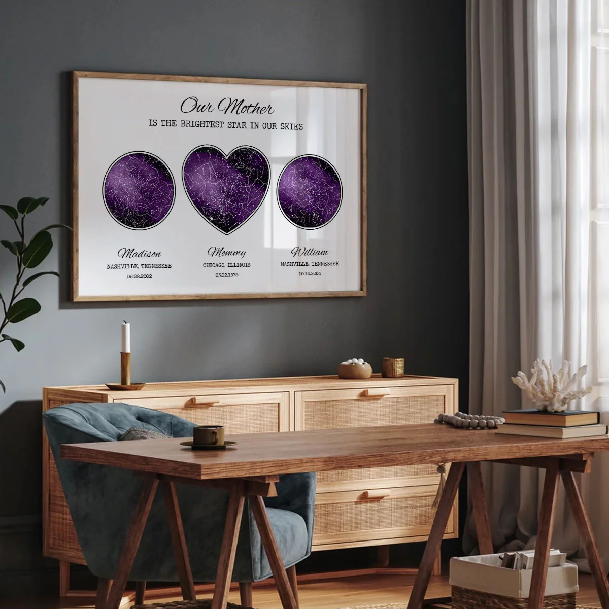 Custom Star Map Poster by Location & Date, Real Astronomical Data, Personalized Heartfelt Gift for Mom from Daughter, Son - Image 8