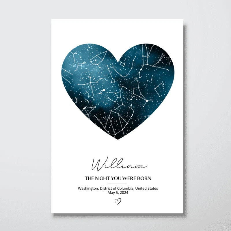 Custom Star Map Personalized Poster, The Night You Were Born, New Baby Gift, Stars The Night Sky, Wedding Constellation Gift - Image 9