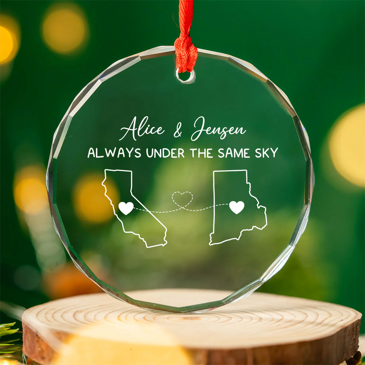 Custom Two Map Personalized Glass Ornament, Always Under The Same Sky, Long Distance Relationship, Christmas Gift For Boy Friend, Best Friends - Image 4