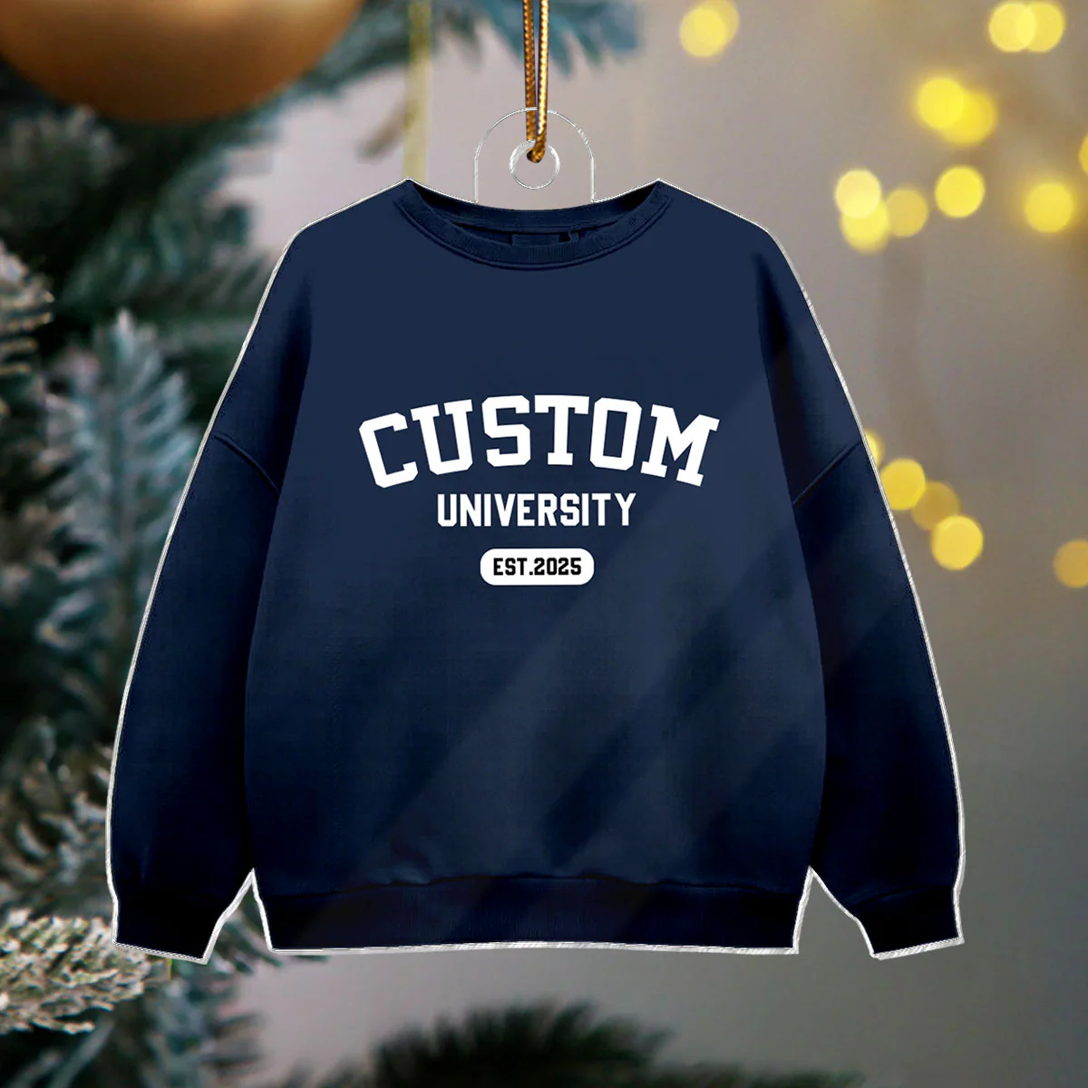 Custom University Colleague School Spirit Sweater Hoodie - Personalized Acrylic Ornament - Freshman Gift, Graduation Keepsake, Graduation Gift For Granddaughter, Grandson, Daughter, Son - Image 3