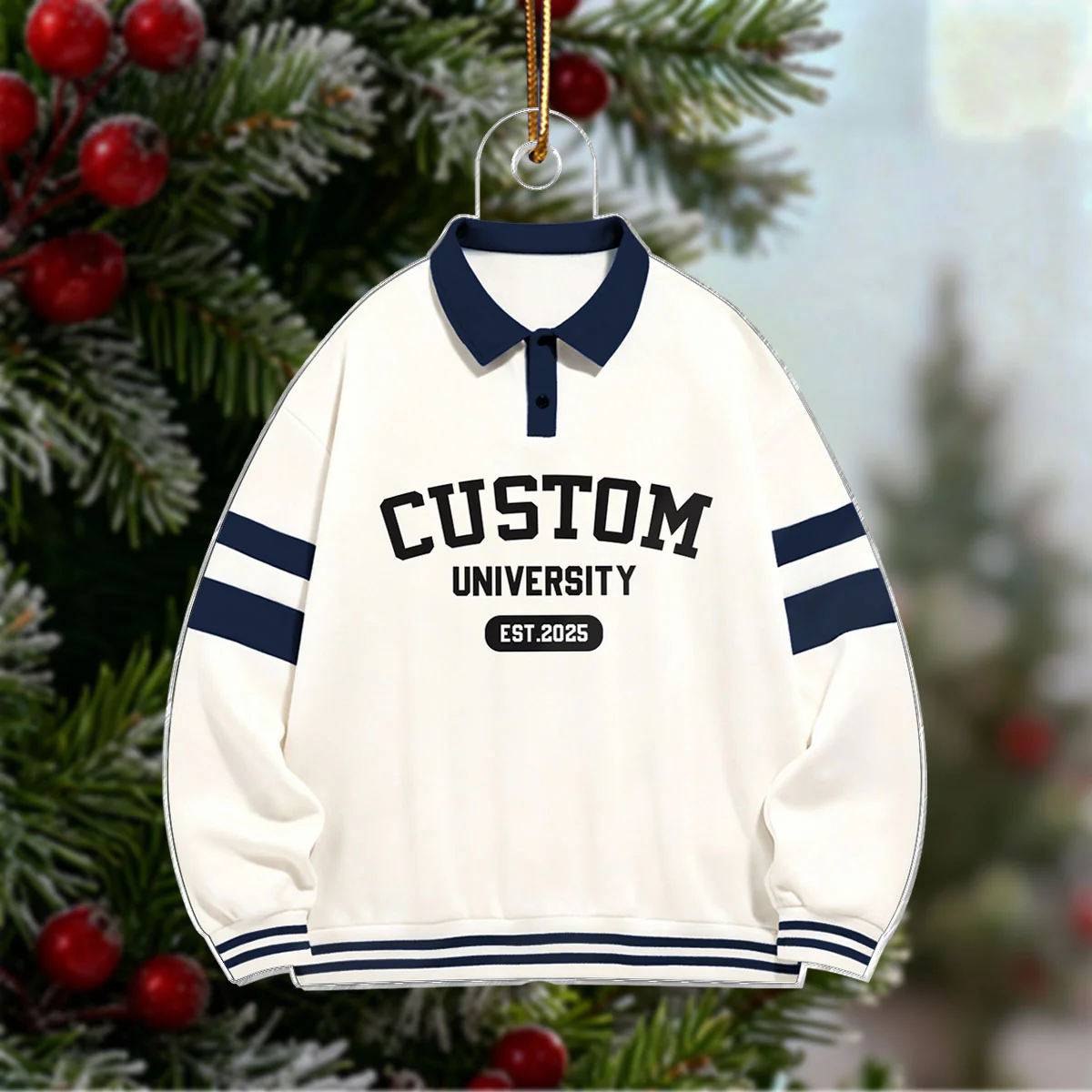 Custom University Colleague School Spirit Sweater Hoodie - Personalized Acrylic Ornament - Freshman Gift, Graduation Keepsake, Graduation Gift For Granddaughter, Grandson, Daughter, Son - Image 4