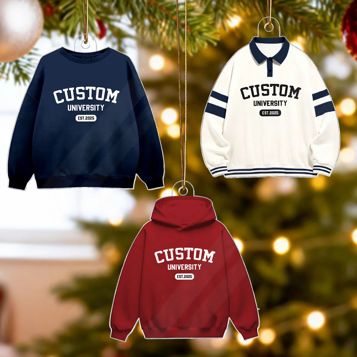 Custom University Colleague School Spirit Sweater Hoodie - Personalized Acrylic Ornament - Freshman Gift, Graduation Keepsake, Graduation Gift For Granddaughter, Grandson, Daughter, Son - Image 5