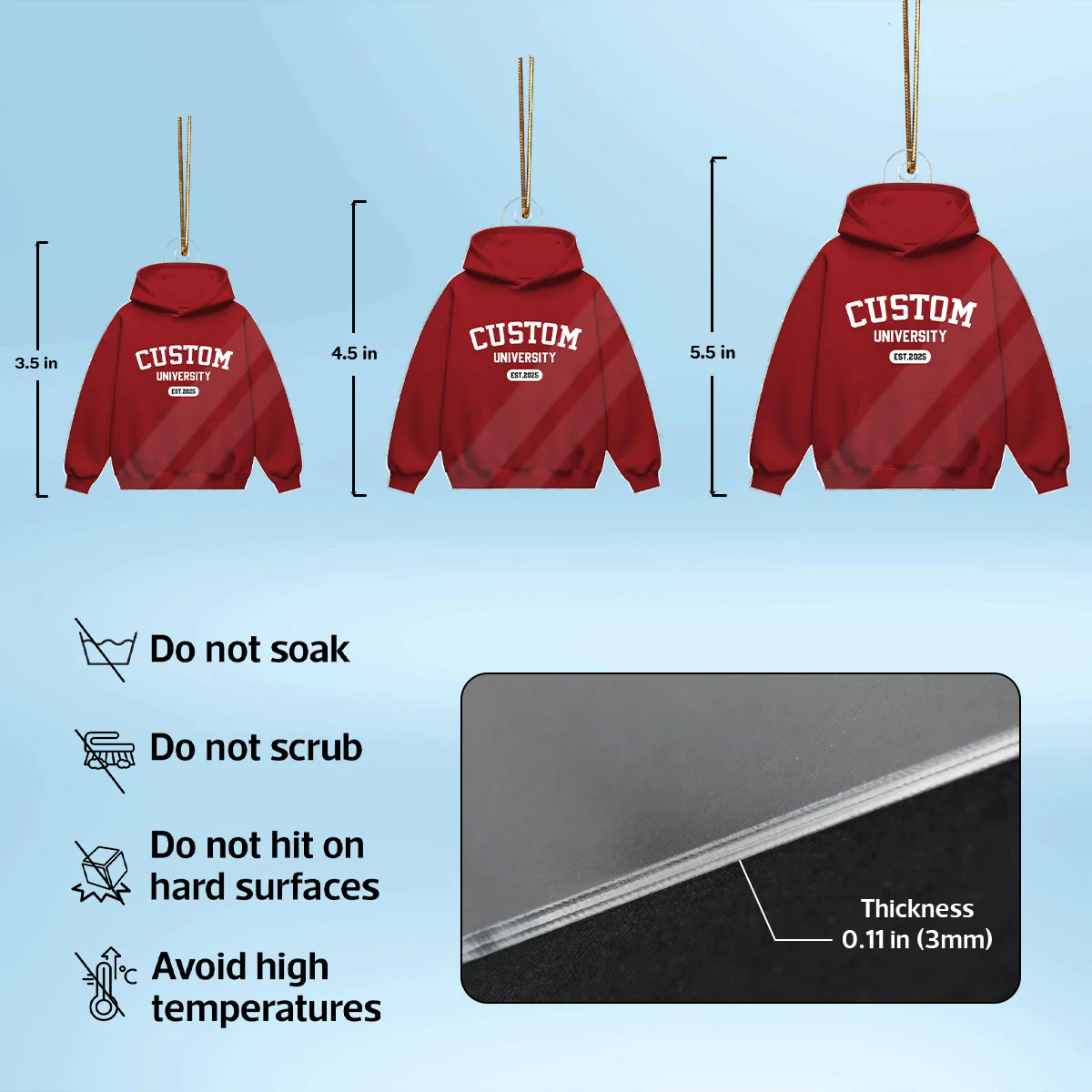 Custom University Colleague School Spirit Sweater Hoodie - Personalized Acrylic Ornament - Freshman Gift, Graduation Keepsake, Graduation Gift For Granddaughter, Grandson, Daughter, Son - Image 6