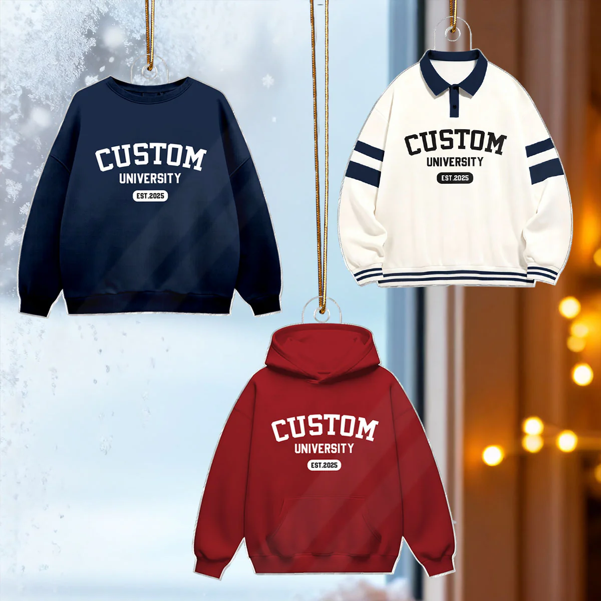 Custom University Colleague School Spirit Sweater Hoodie - Personalized Acrylic Ornament - Freshman Gift, Graduation Keepsake, Graduation Gift For Granddaughter, Grandson, Daughter, Son - Image 7