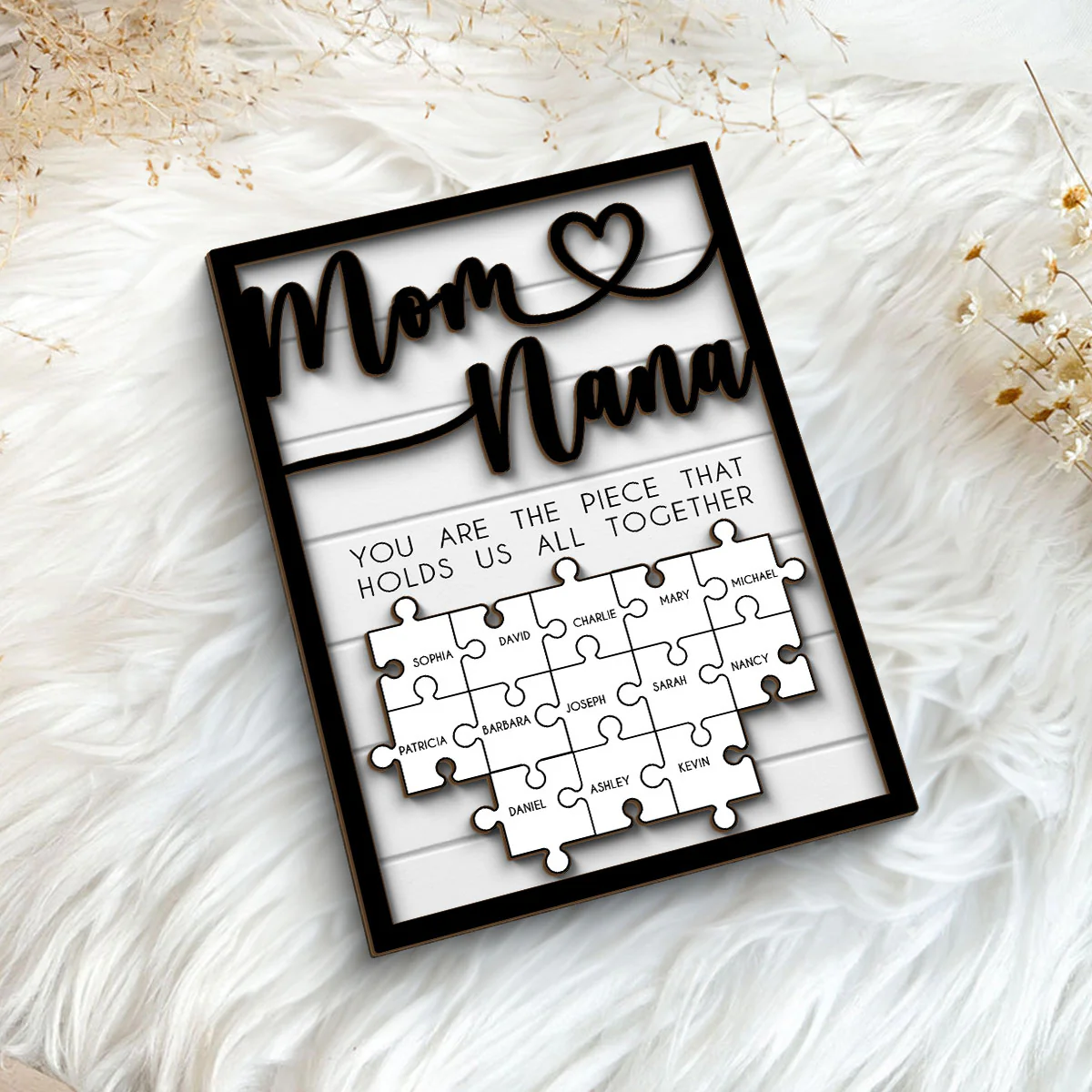 Custom Valentine's Day, Mothers Day Puzzle Sign for Mom & Grandma, You are the Piece That Holds us Together Personalized 2-Layered Wooden Plaque - Image 3