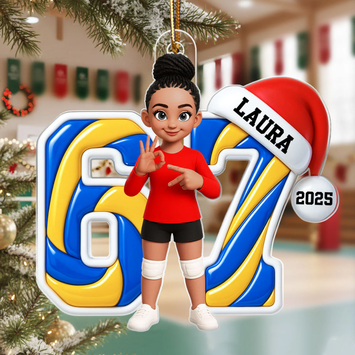 Custom Volleyball Six Seven 67 - Personalized Acrylic Ornament - Teen Slang Funny Tree Decor, Funny Teen Grandkid Gift - Image 7