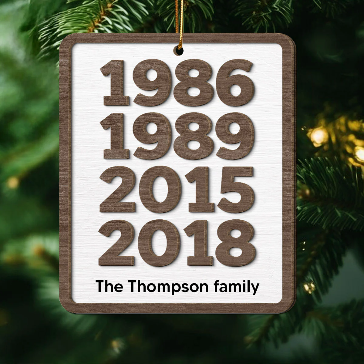 Custom Years Family Decor Gift Personalized 2-Layer Wooden Ornament