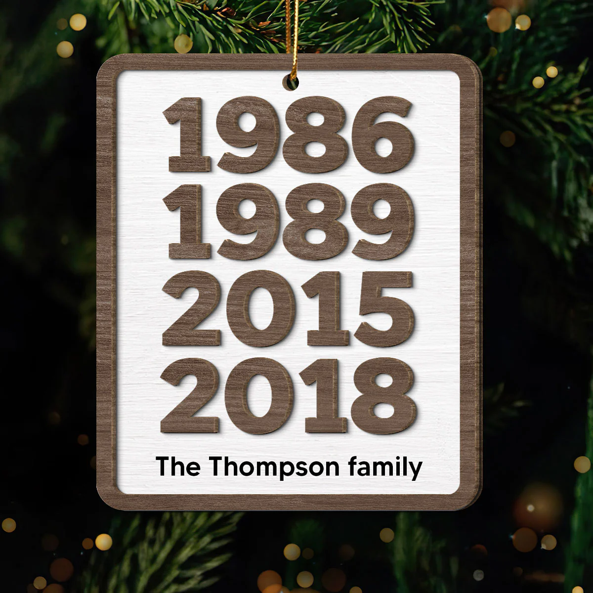Custom Years Family Decor Gift Personalized 2-Layer Wooden Ornament - Image 2