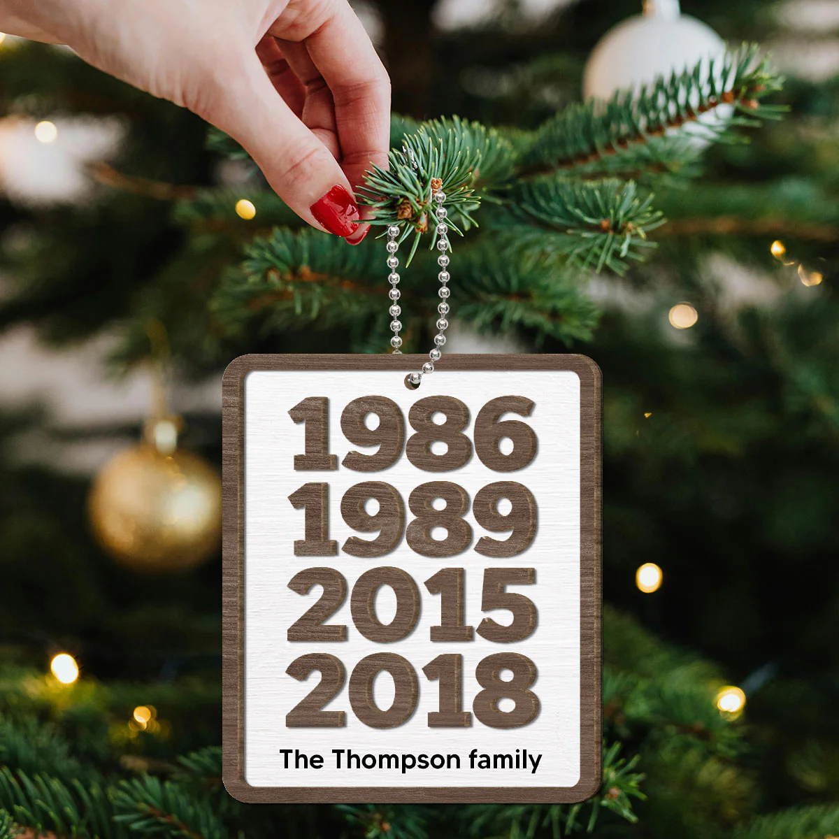 Custom Years Family Decor Gift Personalized 2-Layer Wooden Ornament - Image 5