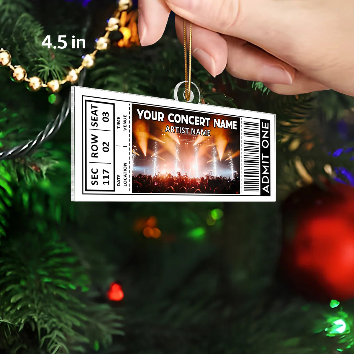 Custom Your Favorite Music Concert Photo Ticket - Personalized Acrylic Ornament - Christmas Gift For Music Lovers, Matching Ornaments For Friends, Couple - Image 3