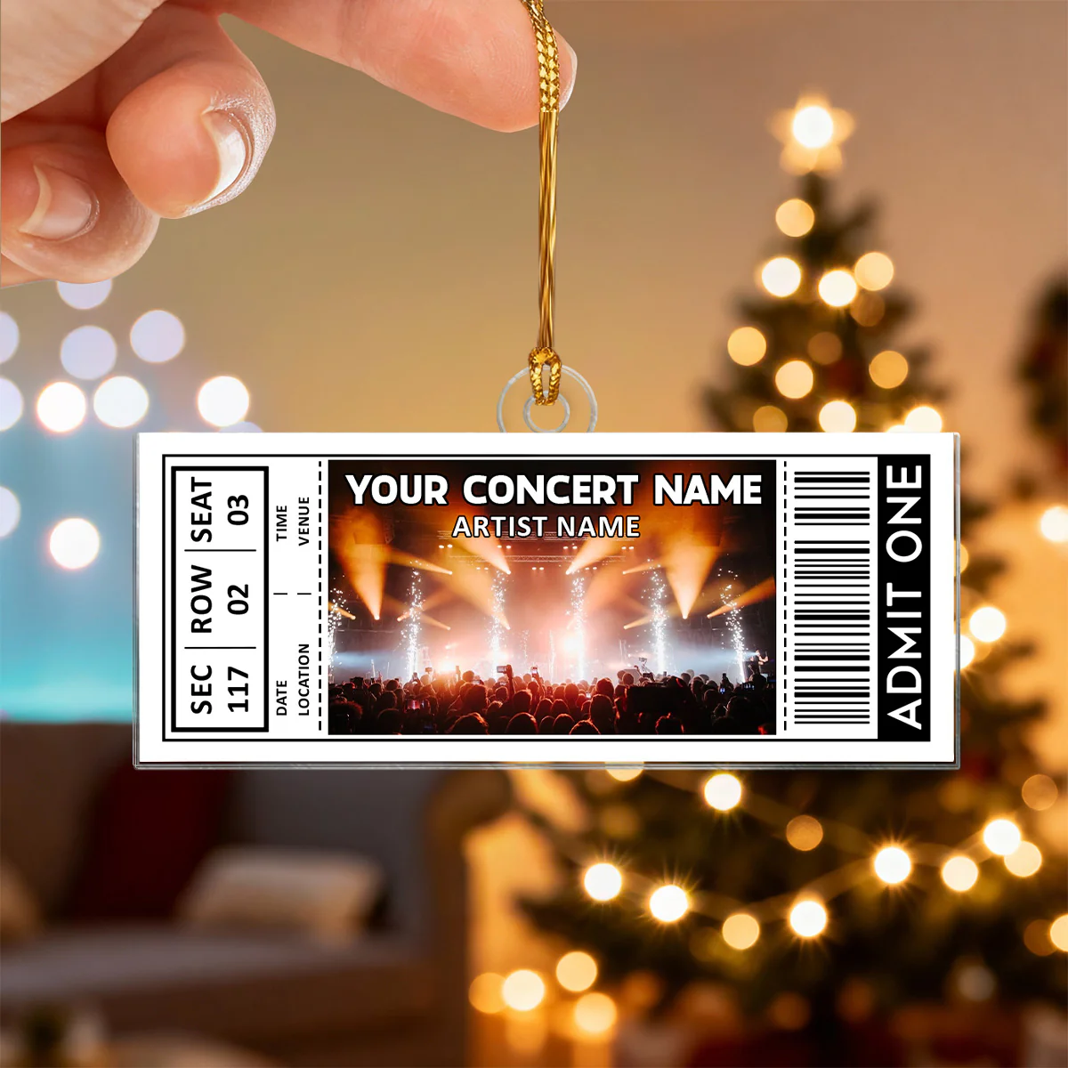 Custom Your Favorite Music Concert Photo Ticket - Personalized Acrylic Ornament - Christmas Gift For Music Lovers, Matching Ornaments For Friends, Couple - Image 4