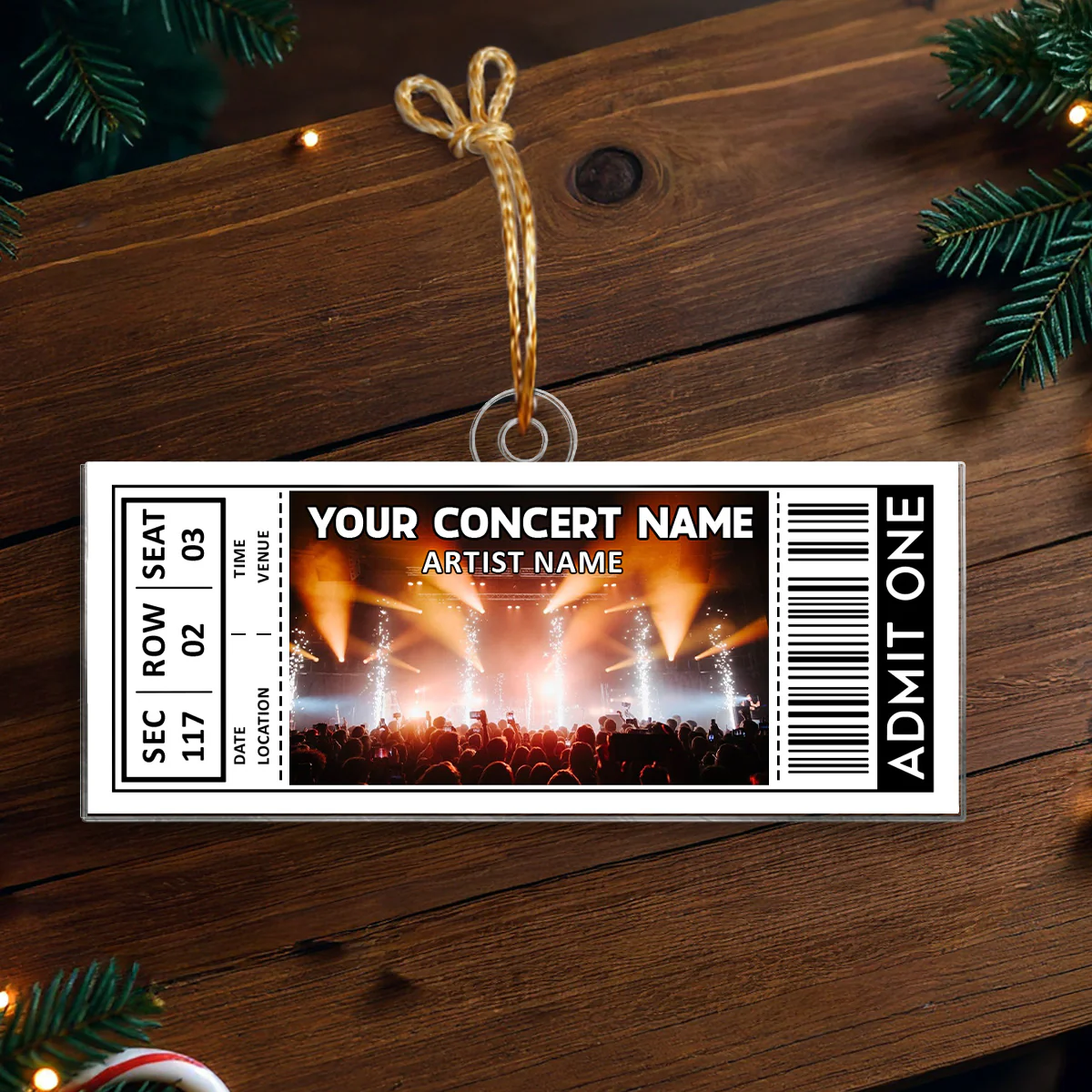 Custom Your Favorite Music Concert Photo Ticket - Personalized Acrylic Ornament - Christmas Gift For Music Lovers, Matching Ornaments For Friends, Couple - Image 5