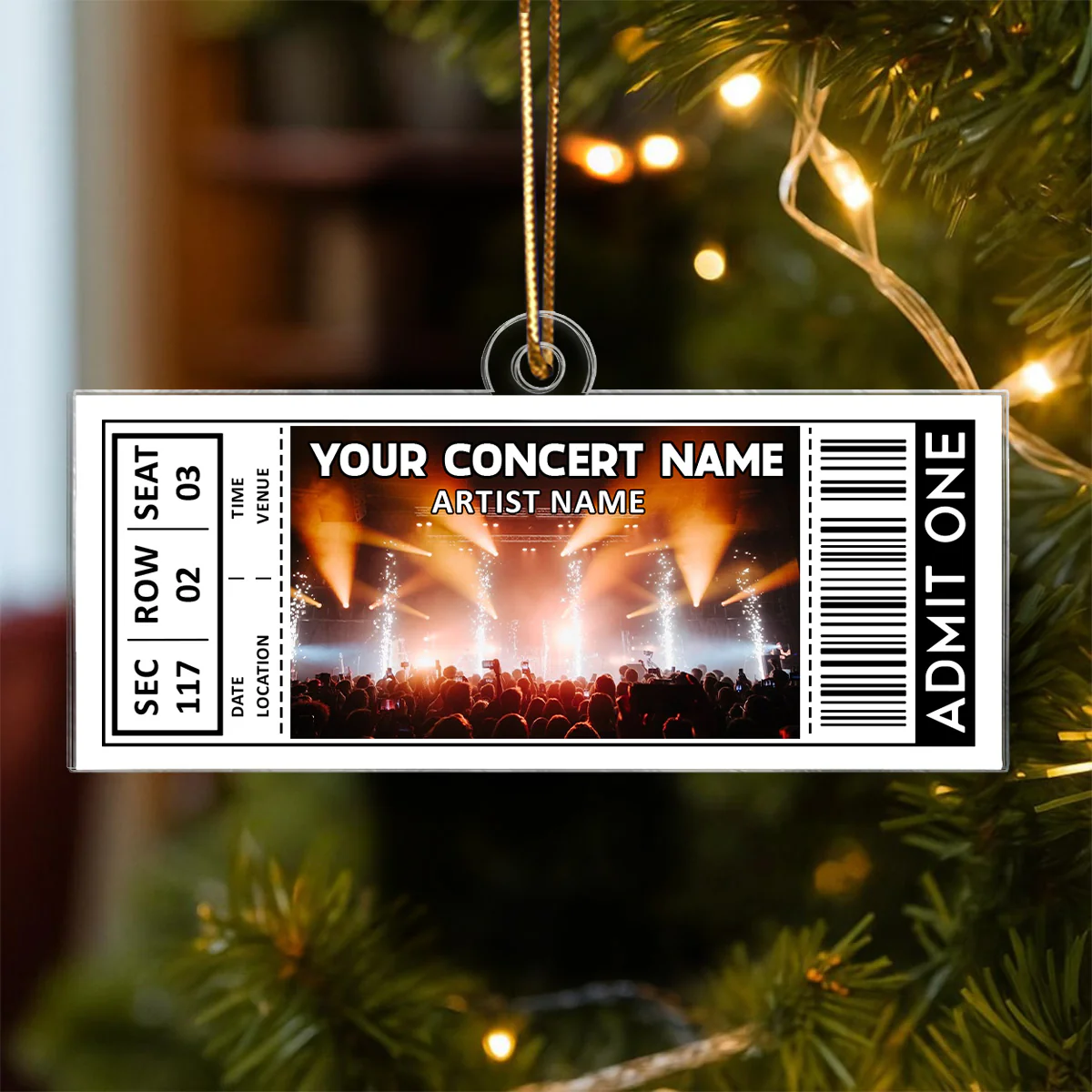 Custom Your Favorite Music Concert Photo Ticket - Personalized Acrylic Ornament - Christmas Gift For Music Lovers, Matching Ornaments For Friends, Couple - Image 6