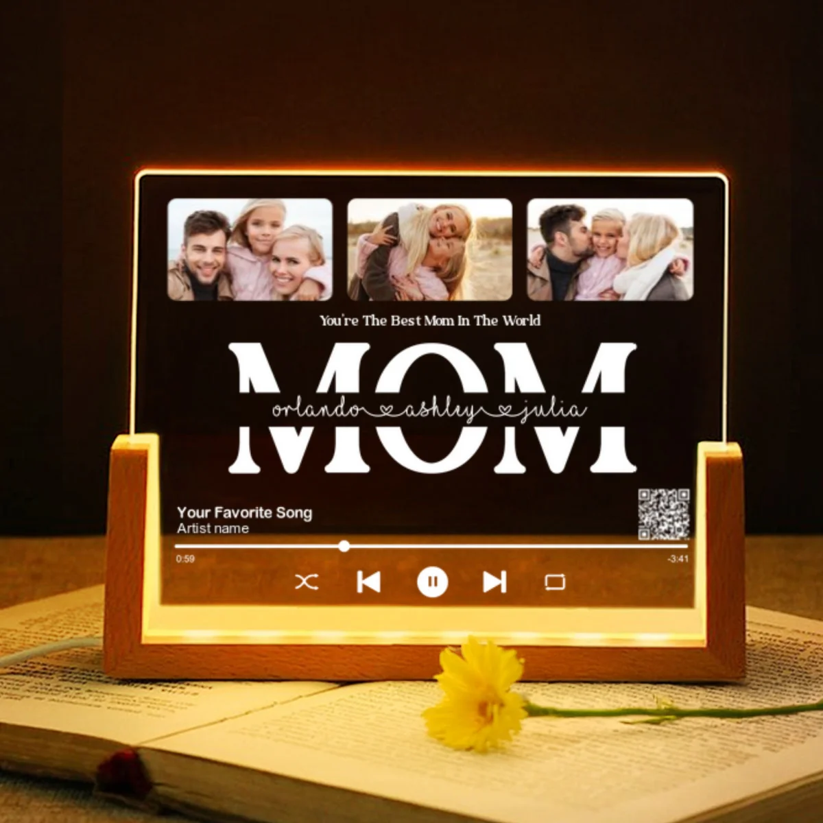 Customize with a Song That Speaks Your Heart, Personalized Photo LED Night Light, Gift for Mom, Scannable QR Code - Image 8