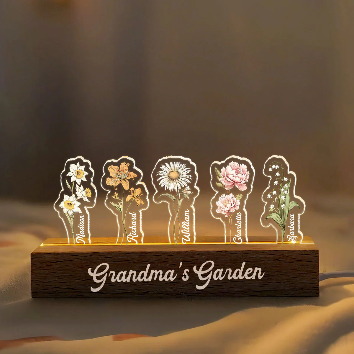 Customized Birth Month Flower 3D LED Night Light, Grandma Garden With Kids Name Gifts, Gift From Grandkids, Nana Gifts - Image 5
