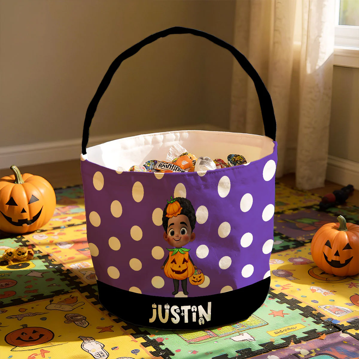 Cute 3D Halloween Cartoon Kids Personalized Trick or Treat Basket - Image 3