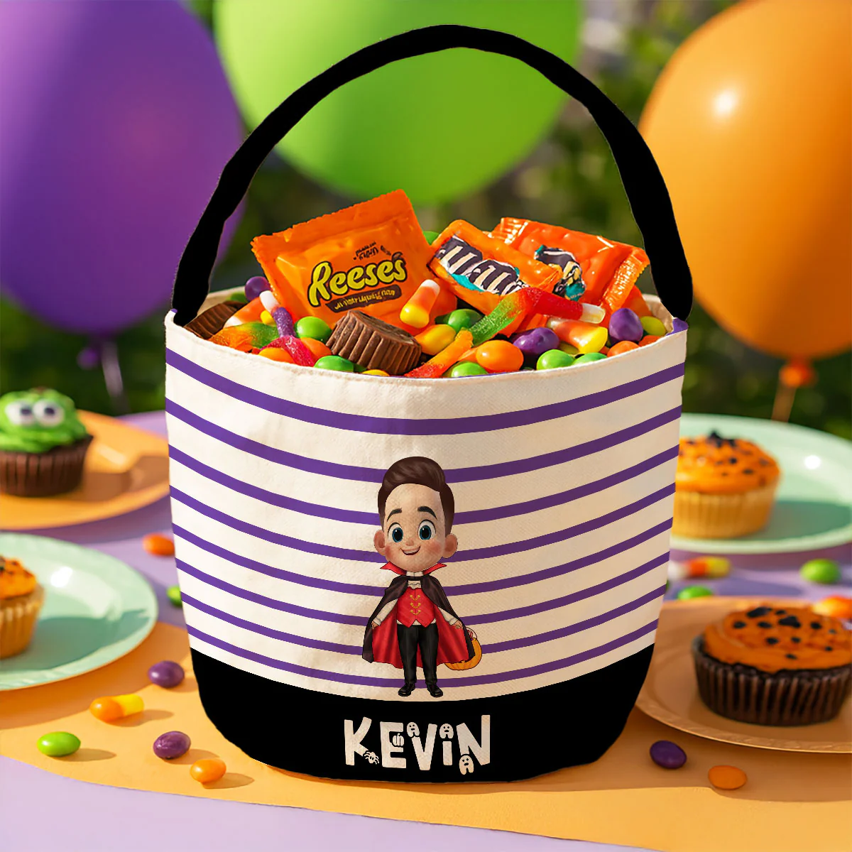 Cute 3D Halloween Cartoon Kids Personalized Trick or Treat Basket - Image 4