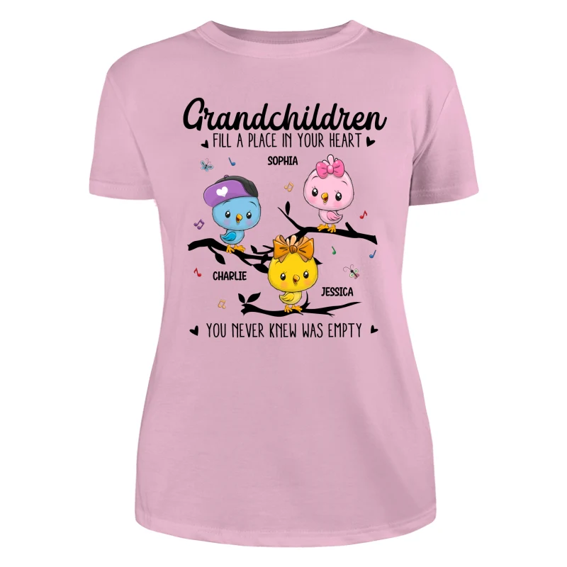Cute Birds On Branch Grandkids Grandma Personalized Shirt - Image 11