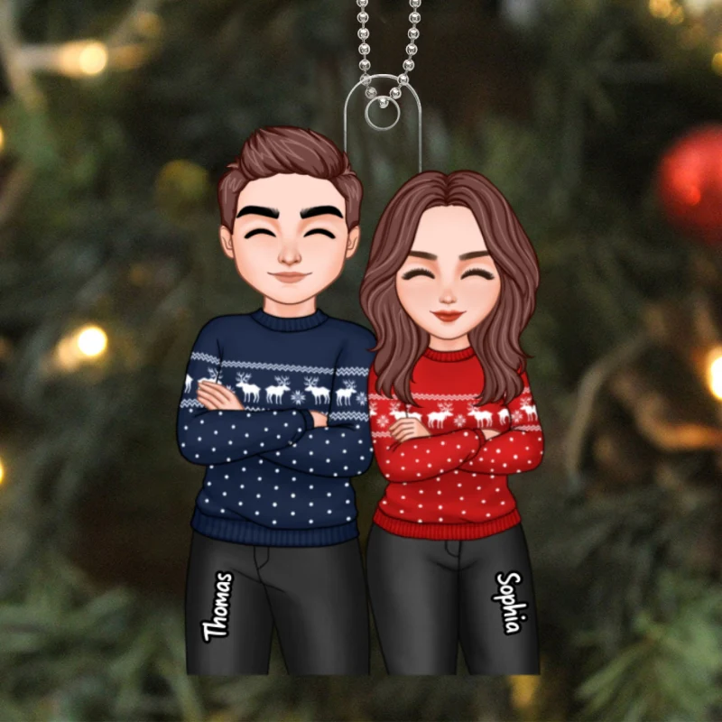 Cute Brothers Sisters Best Friends Couple Christmas Gift Personalized Acrylic Ornament - Image 5