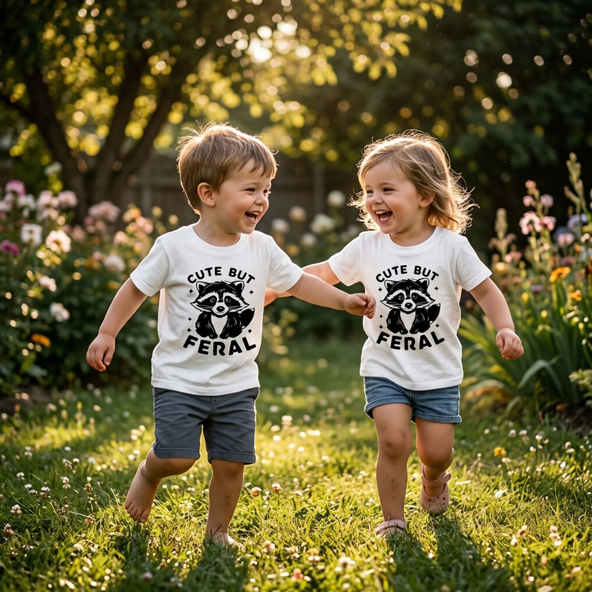 Cute But Feral Raccoon Funny Shirt For Kid - Image 3