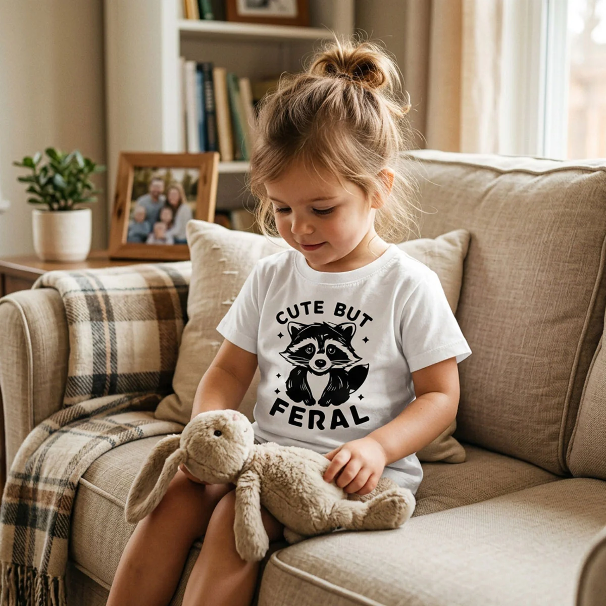 Cute But Feral Raccoon Funny Shirt For Kid - Image 4