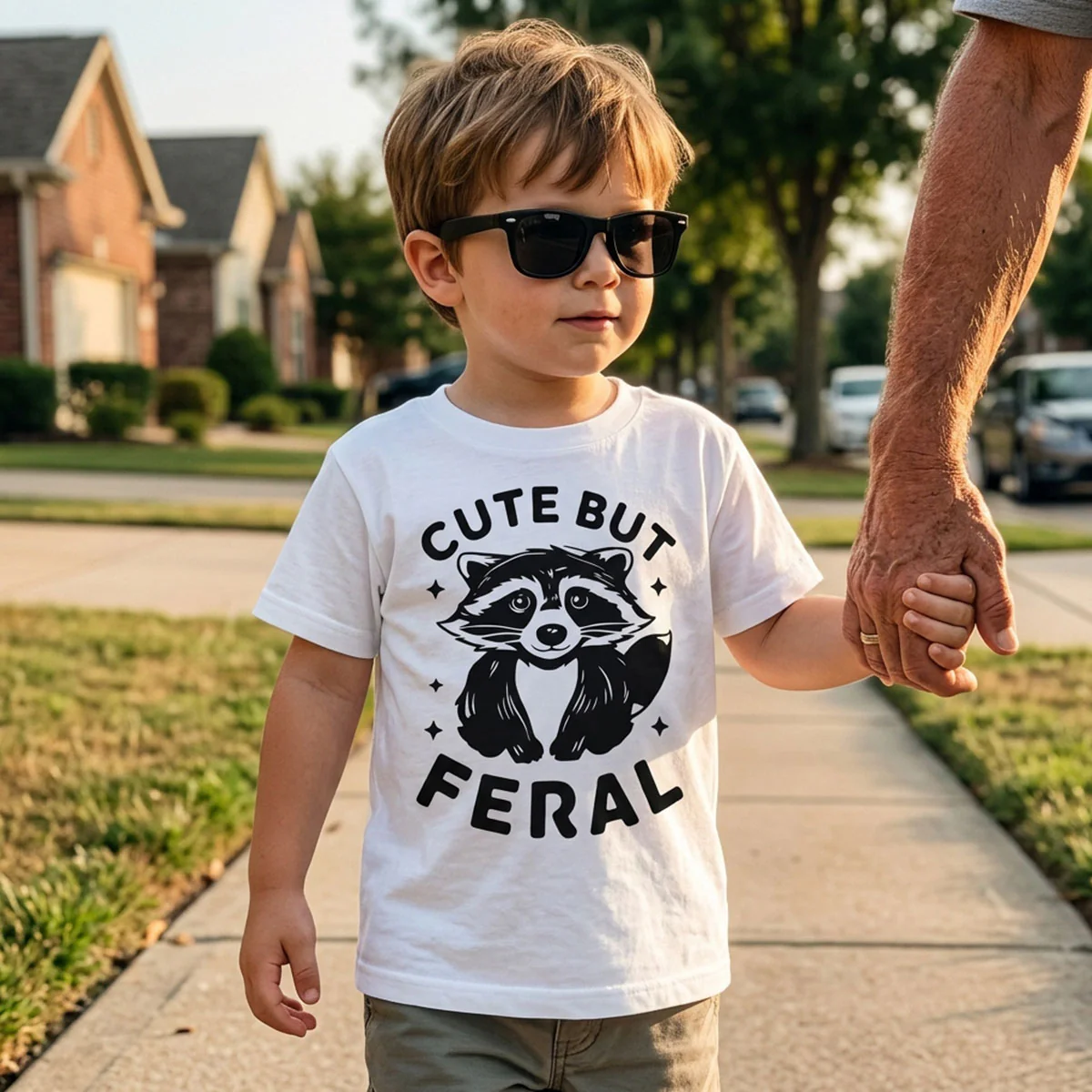 Cute But Feral Raccoon Funny Shirt For Kid - Image 6