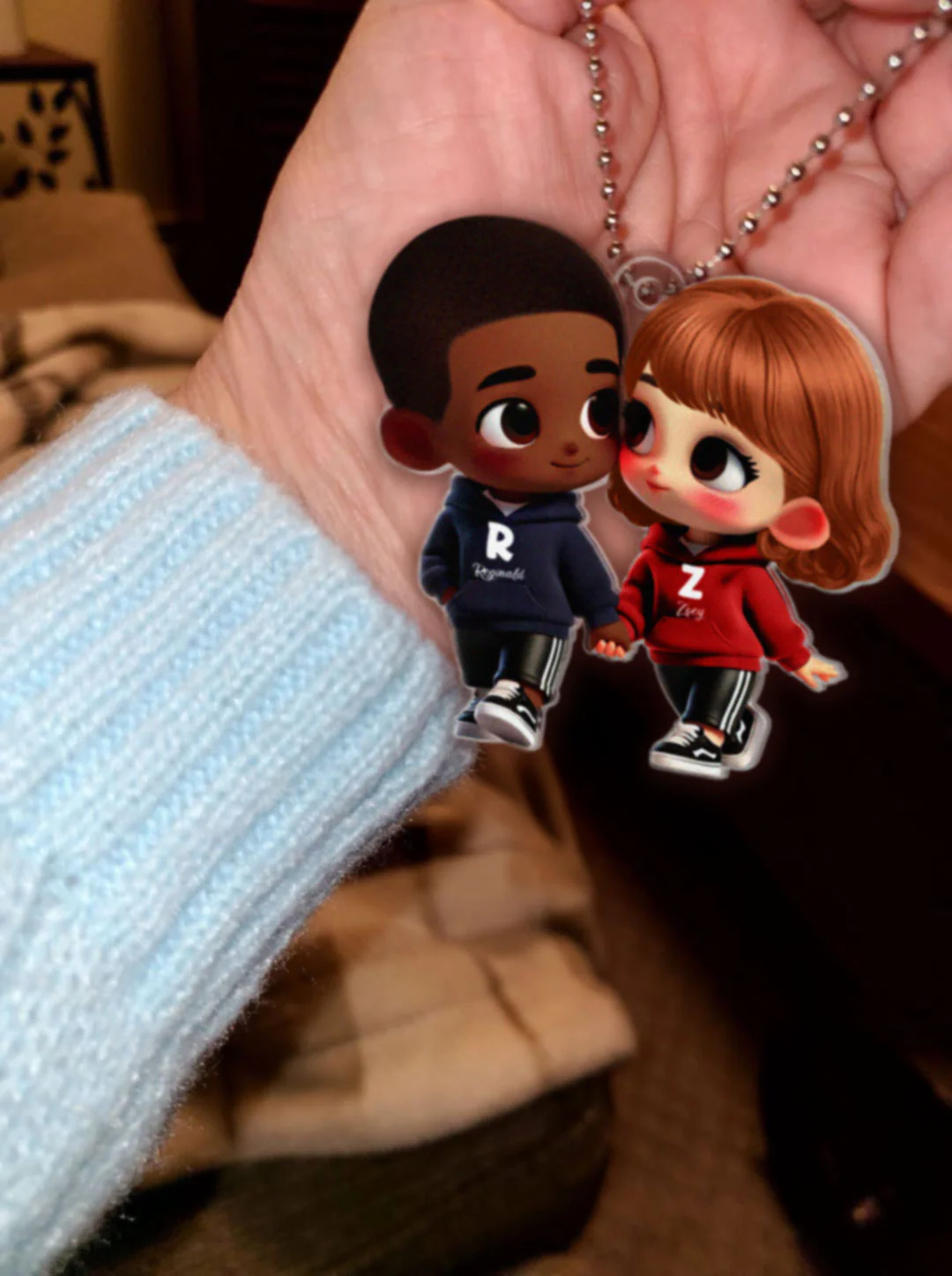 3D Effect Cute Cartoon Couple Holding Hands - Personalized Acrylic Car Hanger - Unique Valentine's Day Gift For Him, Gift For Her - Image 5