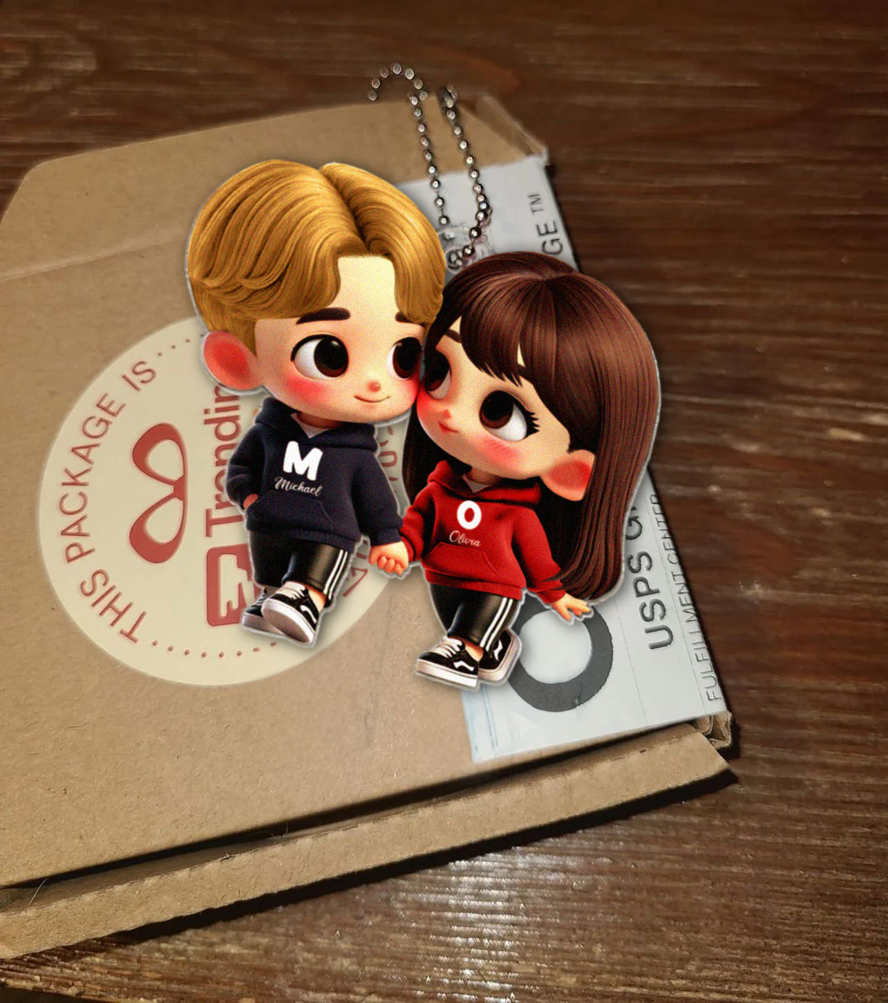 3D Effect Cute Cartoon Couple Holding Hands - Personalized Acrylic Car Hanger - Unique Valentine's Day Gift For Him, Gift For Her - Image 7