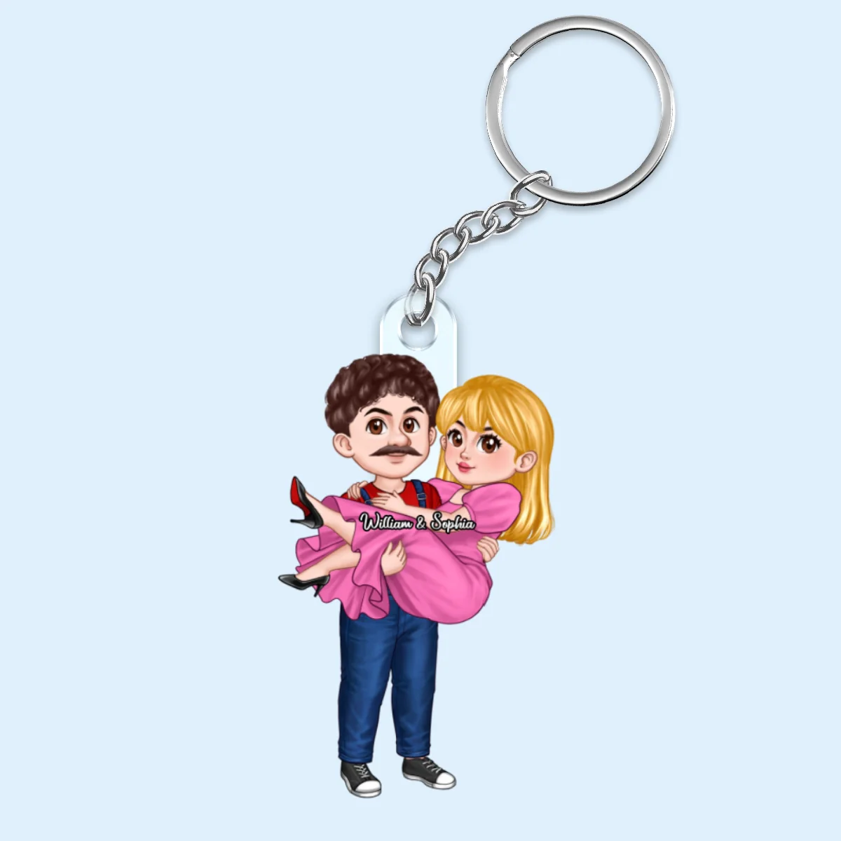 Cute Cartoon Couple Personalized Acrylic Keychain - Image 4