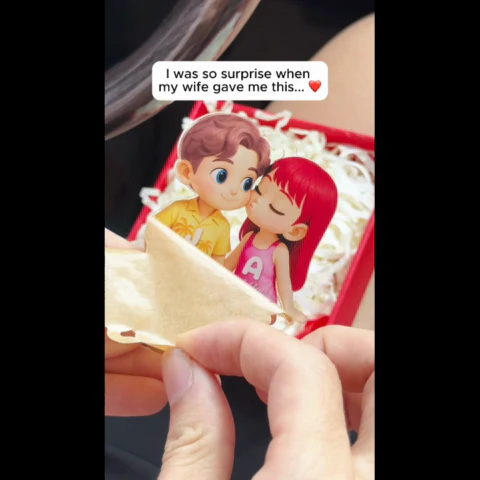 Cute Cartoon Couple Summer Vibe Personalized Acrylic Car Hanger, Gift for him, Gift for her - Image 2