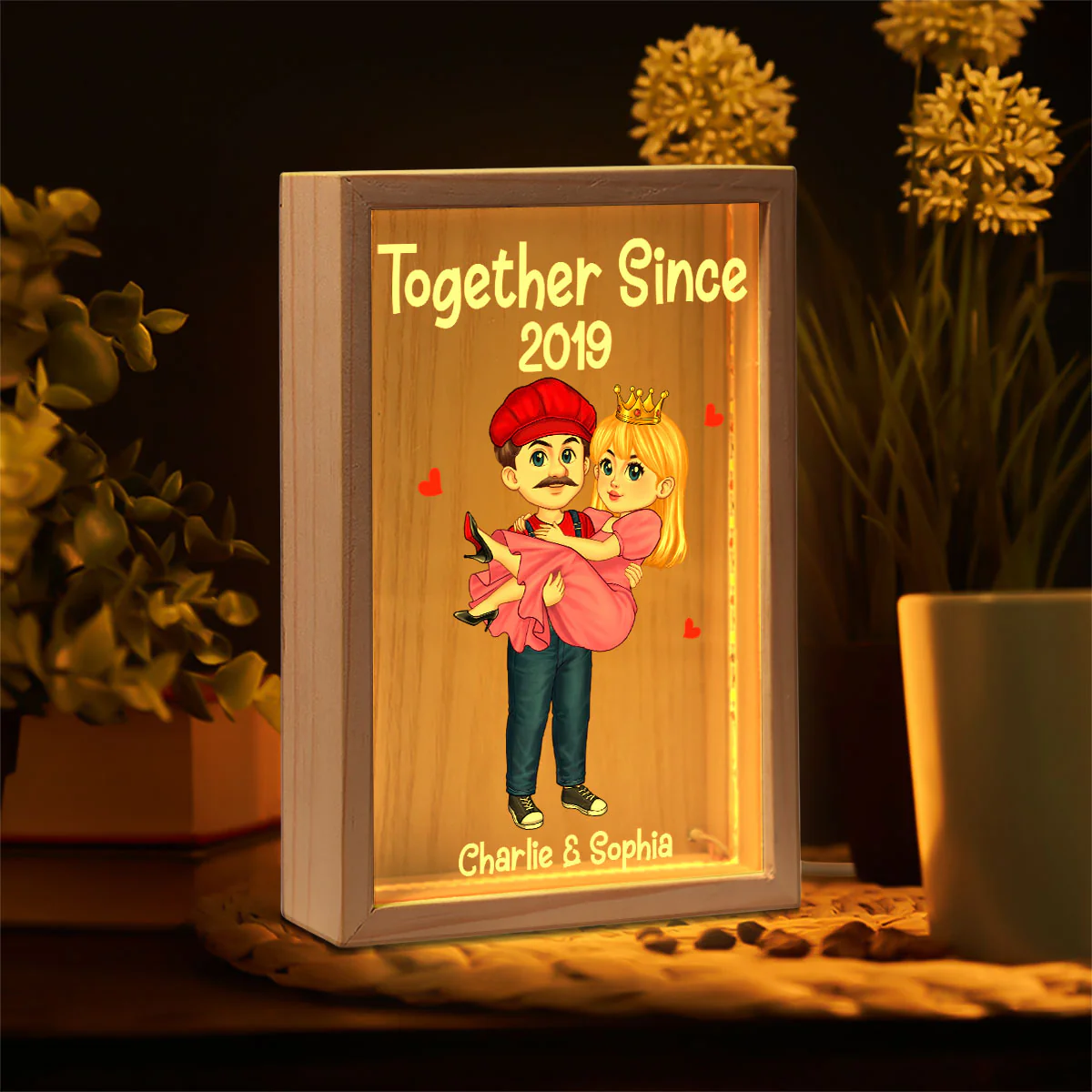 Cute Cartoon Couple Together Since Personalized Frame Light Box - Image 3