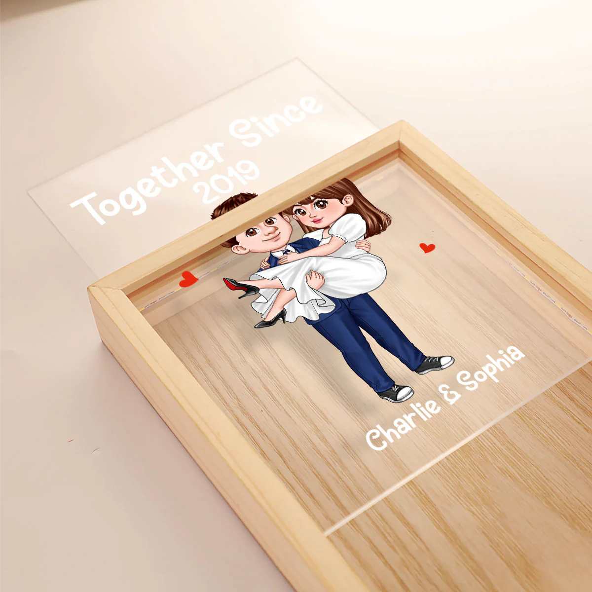 Cute Cartoon Couple Together Since Personalized Frame Light Box - Image 4