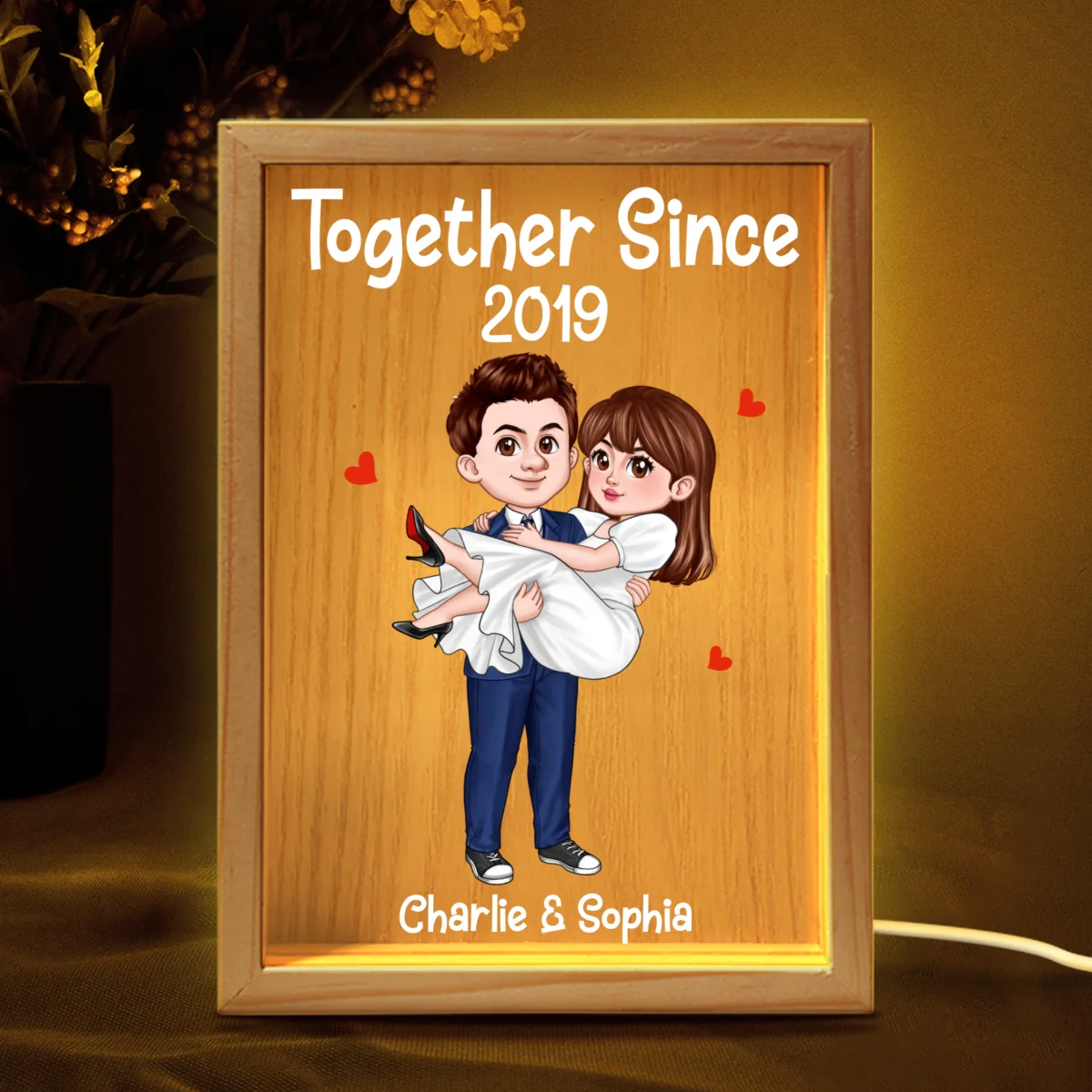 Cute Cartoon Couple Together Since Personalized Frame Light Box - Image 8