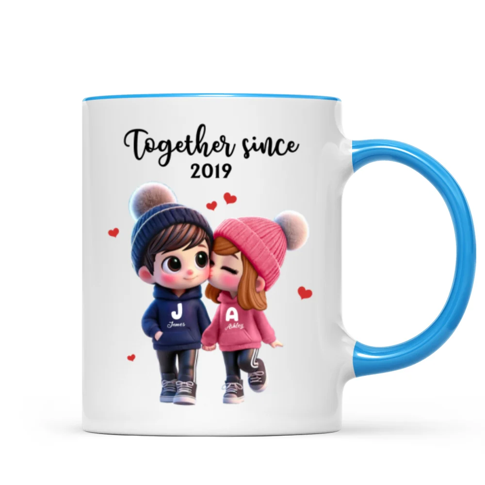 Cute Cartoon Couple Together Since Personalized Mug, Gift for him, Gift for her - Image 10