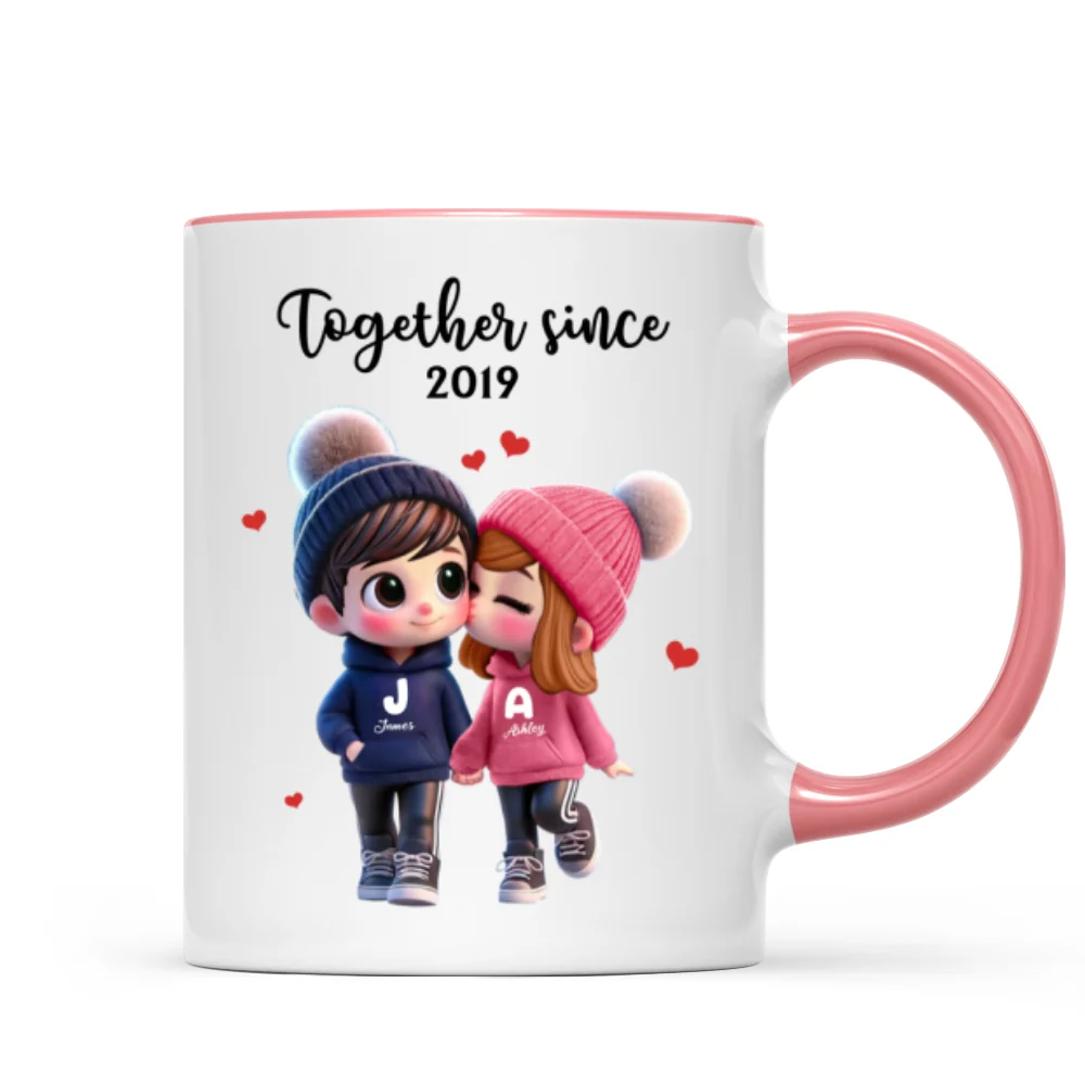 Cute Cartoon Couple Together Since Personalized Mug, Gift for him, Gift for her - Image 11