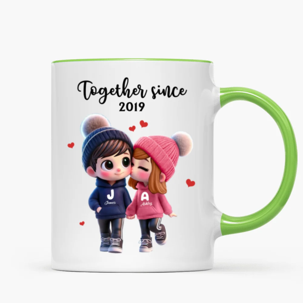Cute Cartoon Couple Together Since Personalized Mug, Gift for him, Gift for her - Image 12