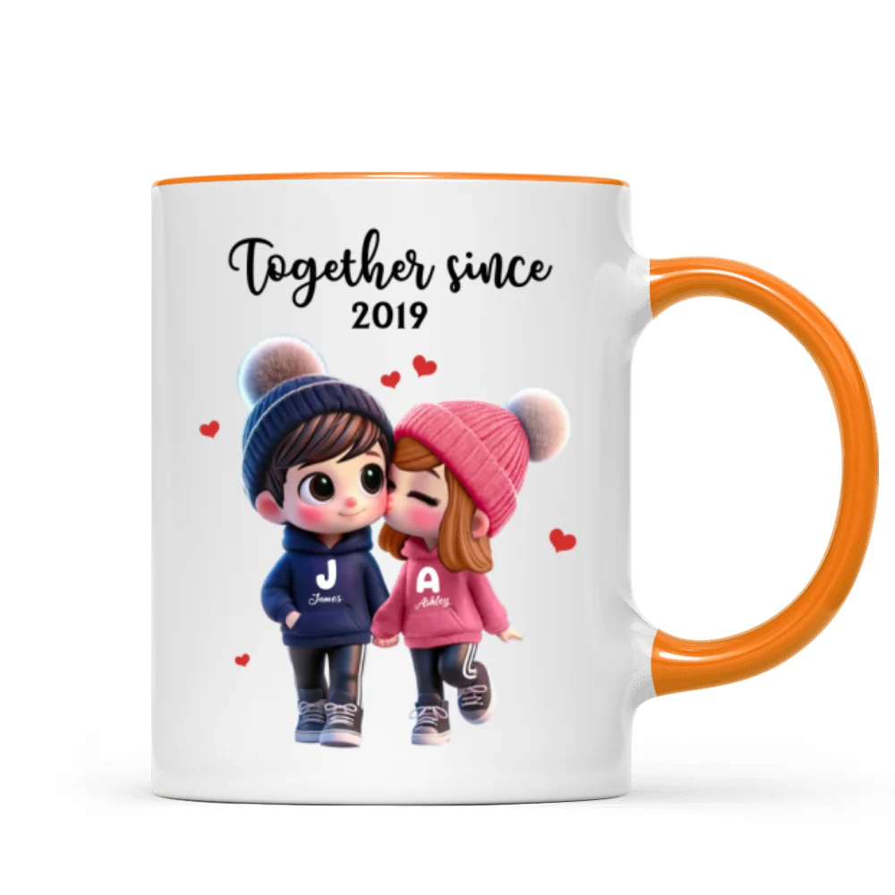 Cute Cartoon Couple Together Since Personalized Mug, Gift for him, Gift for her - Image 13